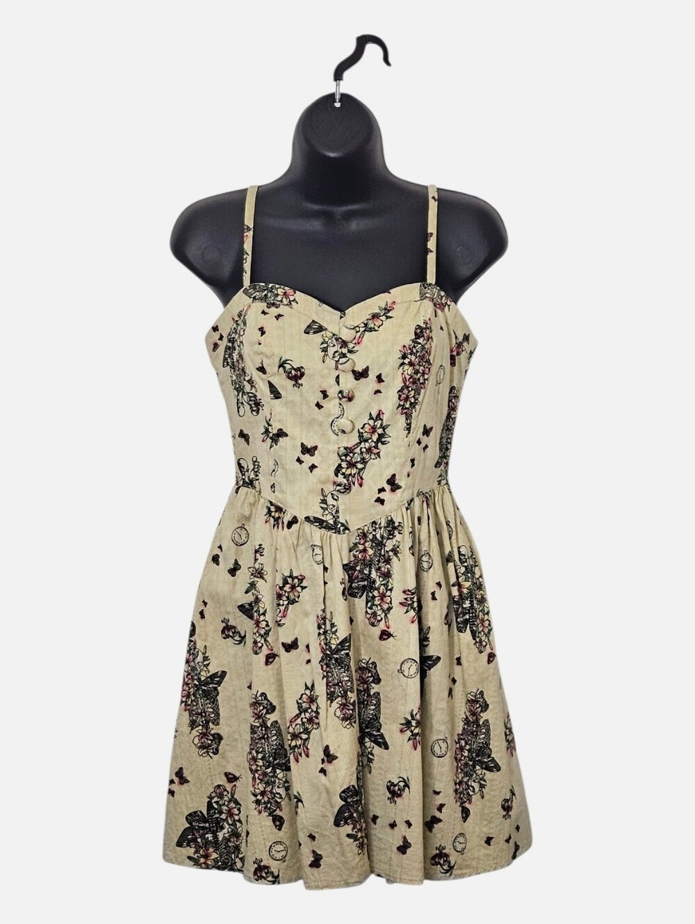 Cream Floral Punk Small Dress